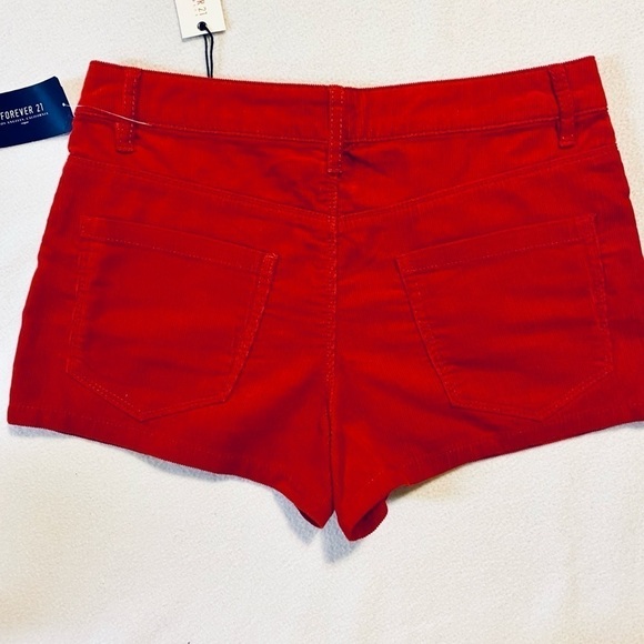 Forever 21 Red Corduroy High Rise Shorts NWT Sz 26 - Picture 7 of 14